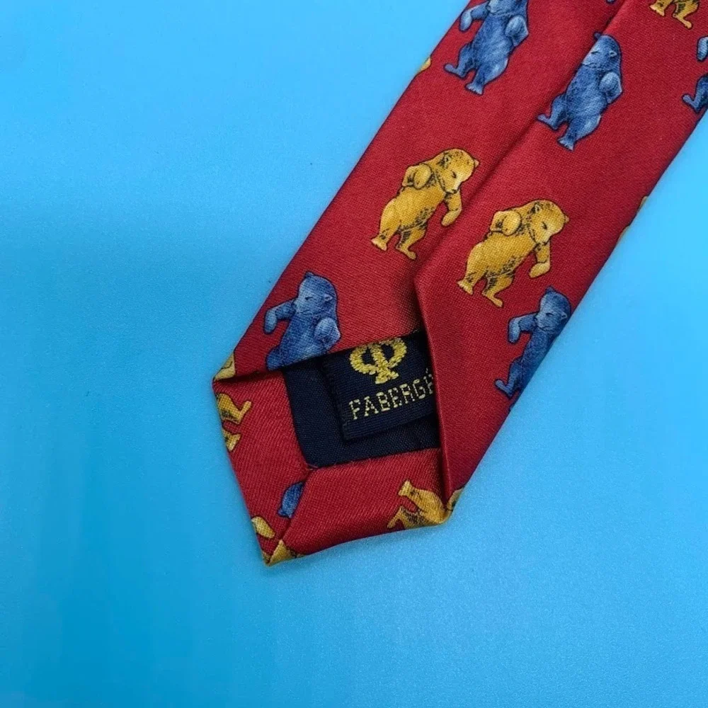 Faberge Bear Print Men's All Silk Classic Neck Tie‎ Handmade in USA